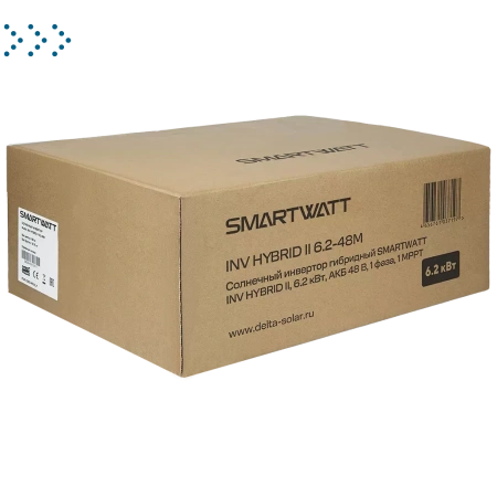 Солнечный инвертор SMARTWATT INV HYBRID II, 6.2 кВт, АКБ 48 В, 1 фаза, 1 MPPT